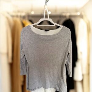 White House Black Market Grey and White Light Sweater NWOT